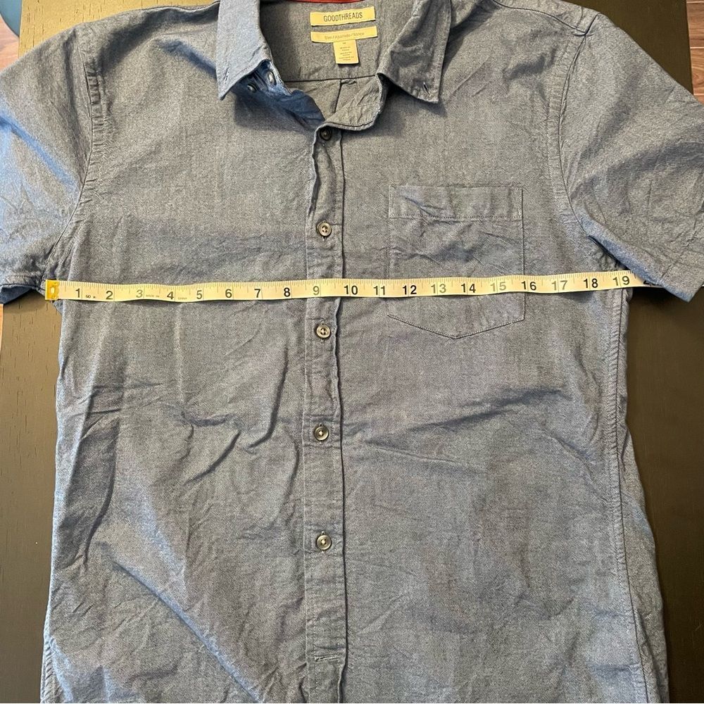 Goodthreads 100% Cotton Blue Short Sleeve Slim Button Down Shirt Men’s Size M - Picture 6 of 6
